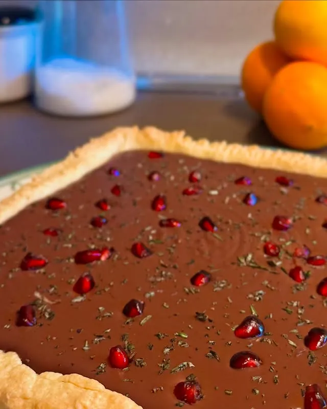 Rosemary chocolate ganache tart